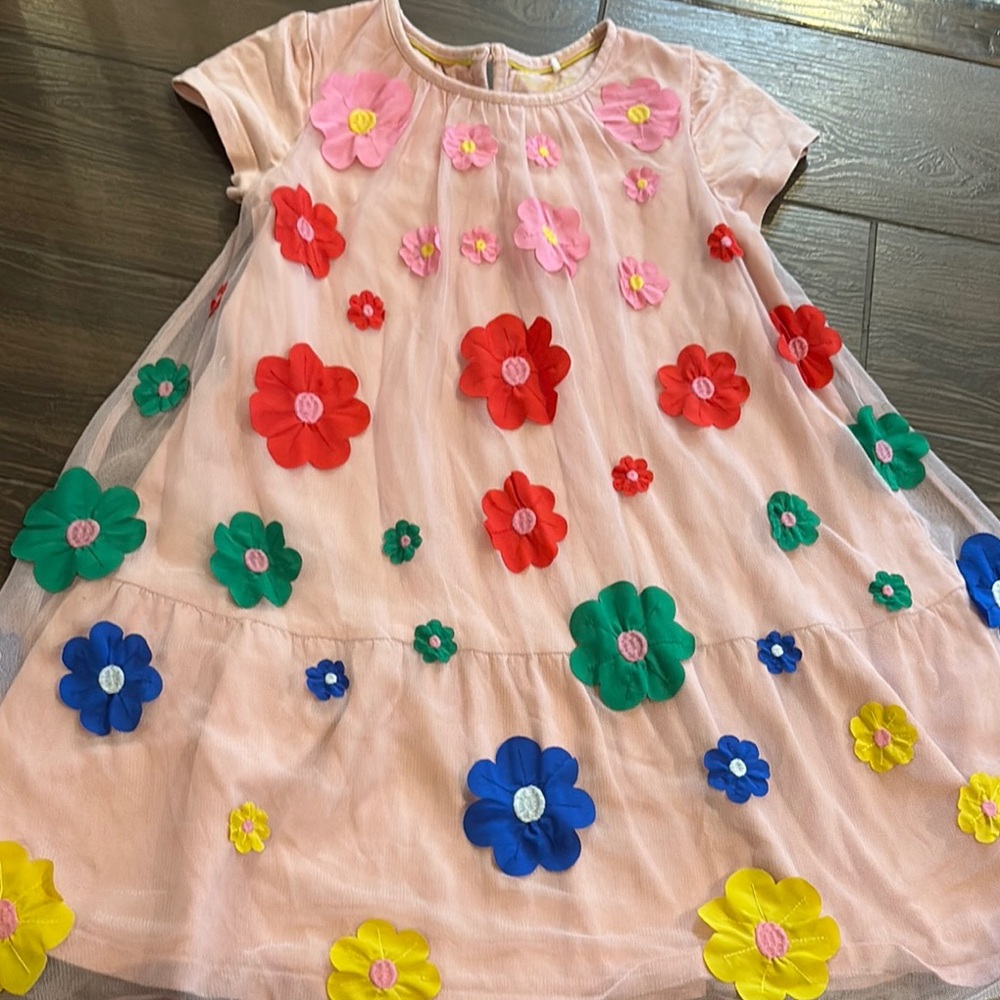 Mini Boden Pink A-line Dress with Flutter Sleeves